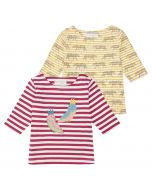 LOUISE Girls T-Shirt ¾ Sleeves Stripes Both