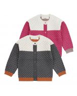Warm baby cardigan ERIN, Colours: pink with white dots or anthracite with small knitted dots  