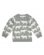 Kinder Strickpullover / VICTOR / grey + bulls / Vorderteil
