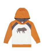Children's Hooded Sweater / ZION / white/orange + bull / front part