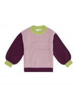 Mädchen Strickpullover / DELIA / smoke rose + aubergine / Vorderteil