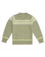 Children's Knit Sweaters / MEDO / olive + pattern / front part