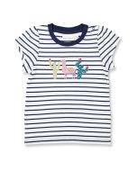 Baby T-Shirt / GADA / dunkelblau geringelt + Lama / Vorderteil