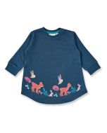 Baby sweat dress / Model INA / Dark teal with animal / Front part