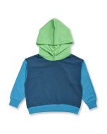 Children´s hoodie / Model LIAM / Dark teal / steel blue / apple green / Front part