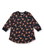 Baby Kleid / Modell INA / Blumendruck auf schwarz / Vorderansicht