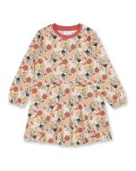 Mädchen Kleid / Modell NONI / Blumendruck auf sand / Vorderansicht