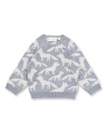 Baby knitted sweater / Model VICTOR / Grey with foxes / Front part