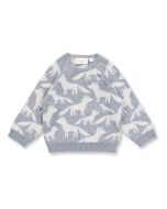Baby Strickpullover / Modell VICTOR / Grau mit Fuchsen / Vorderansicht