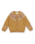 Girl´s cardigan / Model MAXIM / Camel brown with pattern / Front part