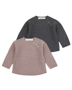 Baby knit sweater with diamond knit KEME, Two colour-ways: rosewood or anthracite 