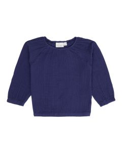 Kaddi Musselin Langarm Bluse Blau