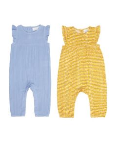 Marli Baby Muslin Overall with Cap Sleeves both