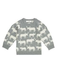 Kinder Strickpullover / VICTOR / grey + bulls / Vorderteil