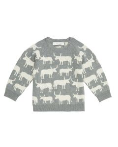 Baby Organic Knit Sweater / VICTOR / grey + bulls / front part