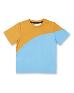 Kinder T-Shirt / DEMBO / azurblau + currygelb / Vorderteil