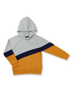 Kinder Sweatshirt / JONAS / grau meliert / currygelb / dunkelblau / Vorderteil