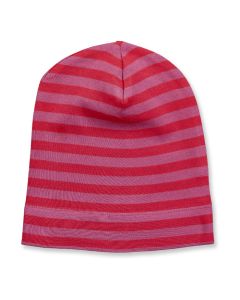 Girls hat / Model KAI / Red-raspberry stripes / Complete