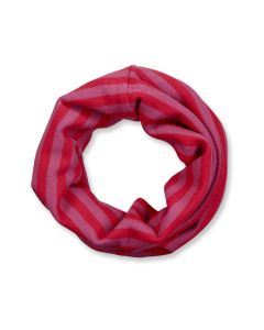 Mädchen Schal / Modell SUSU / Rot-Himbeerfarbig geringelt / Komplett
