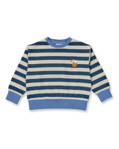 Children´s sweatshirt / Model DARI / Sand-dark teal stripes with fox / Front part