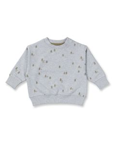 Baby Sweatshirt / Modell SIAM / Grau mit Bäumen / Vorderansicht