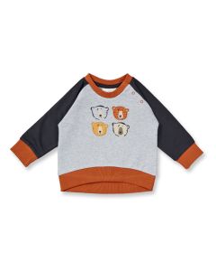 Baby Sweatshirt / Modell BUDA / Grau mit Bären / Vorderansicht