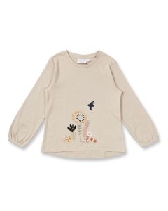 Girls shirt L/S / Model NINA / Sand with flower / Front part
