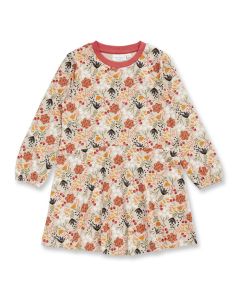 Mädchen Kleid / Modell NONI / Blumendruck auf sand / Vorderansicht