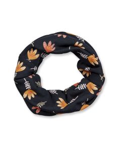 Girls scarf / Model SUSU / Flower print on black / Complete