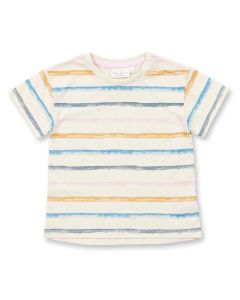Baby T-Shirt, Model LINA, Colourful stripes print (watercolour optic), Front view