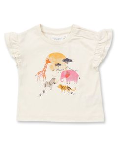 Baby T-Shirt, Model ADA, White with safari motif, Front view