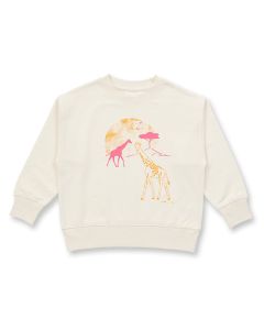 Girls Sweater, Model DARI, White with safari motif, Front view