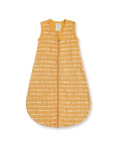 Sleeping Bag, Model YMER, Abstract stripes on mustard, Front view