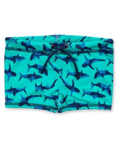 Children´s Swim Shorts, Model MEDAN, Shark print, Front view