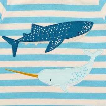 Children pajama, Model KAFKA, Blue-white with whale, Complete 