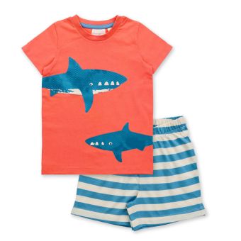 Children pajama, Model KAFKA, Shark print / Blue-white, Complete 