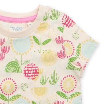 Mädchen Pyjama, Modell JULE, Blumen-Druck, Komplett 