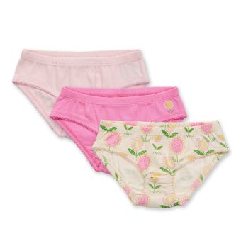 Mädchen Slips, Modell PARIS, Rosa / Blumen-Druck / Geringelt, Komplett 
