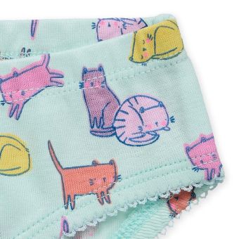 Mädchen Slips, Modell PARIS, Rosa / Katzen-Druck / Geringelt, Komplett 