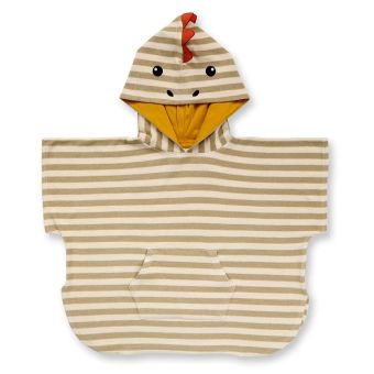 Childrens bath poncho, Model ALVI, Reed green-white with dino, Front part