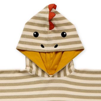 Childrens bath poncho, Model ALVI, Reed green-white with dino, Front part
