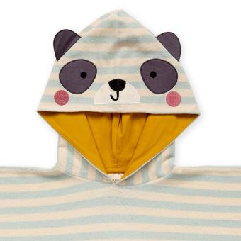 Childrens bath poncho, Model ALVI, Ice green-white with panda, Front part