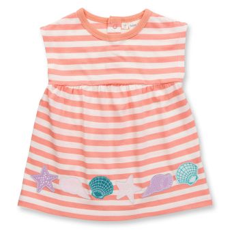 Baby Kleid, Pfirischorange-weiß mit Muschel, Vorderansicht 