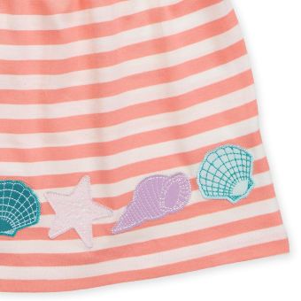 Baby Kleid, Pfirischorange-weiß mit Muschel, Vorderansicht 