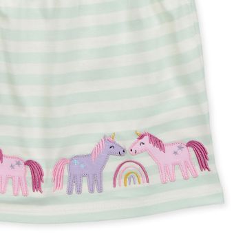 Baby Kleid, Eisgrün-weiß mit Einhorn, Vorderansicht