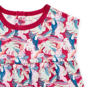 Baby Kleid, Blätter und Tukan-Druck, Vorderansicht