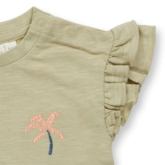 Baby T-shirt, Model ADA, Light reed green with palm, Front part