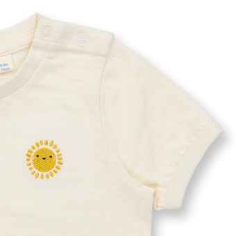 Baby T-shirt, Model TAMO, White with sun, Front part