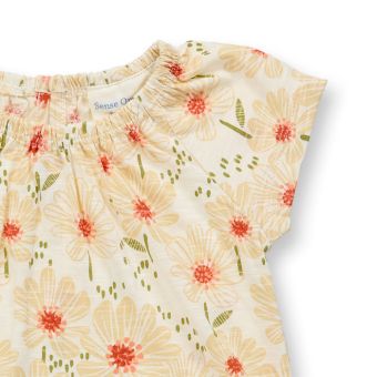 Baby jumpsuit, Model LUA, Flower print on white, Front part
