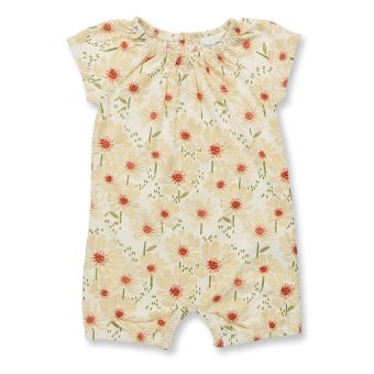 Baby jumpsuit, Model LUA, Flower print on white, Front part